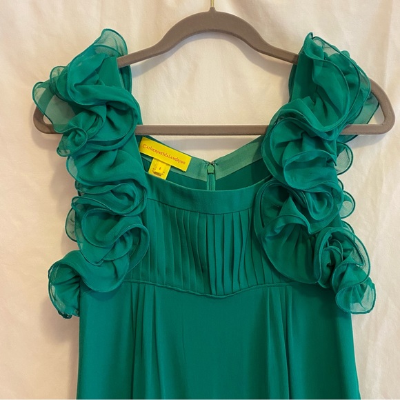 Catherine Malandrino Green Sheath Dress, Sleeveless Silk crepe lined, Size 2 - Picture 6 of 10